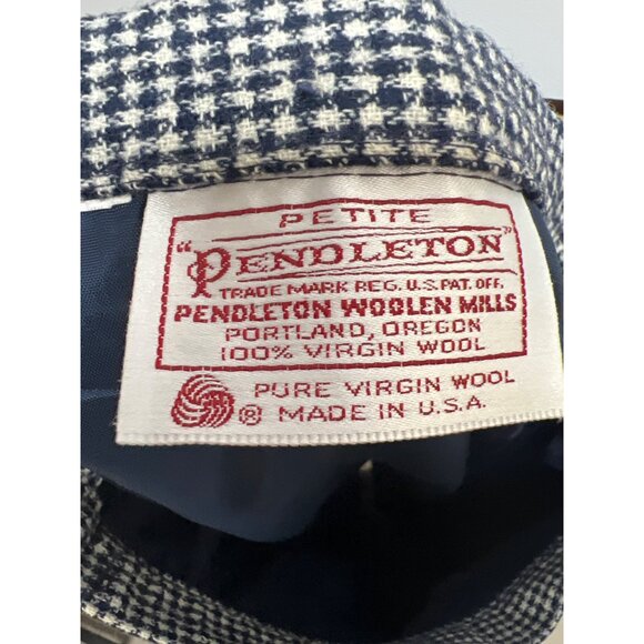 Pendleton Vintage 90's Navy Blue & White Houndstooth Pencil Skirt - Picture 7 of 7